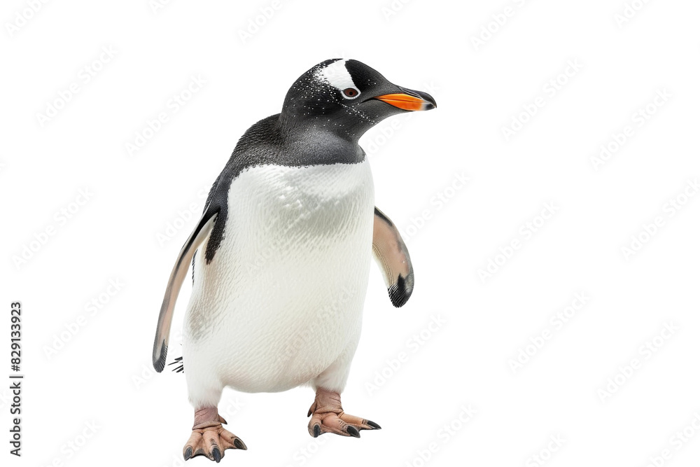 Fototapeta premium Vibrant Penguin Cartoon Isolated on Transparent Background