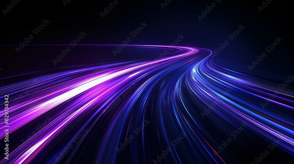 3D Render: Hyperspeed Warp in Space with Blue-Purple Light Lines 3D Render: Hyperspeed Warp in Space with Blue-Purple Light Lines