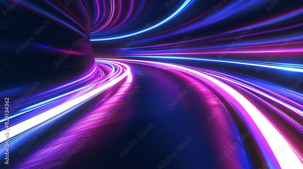 3D Render: Hyperspeed Warp in Space with Blue-Purple Light Lines 3D Render: Hyperspeed Warp in Space with Blue-Purple Light Lines
