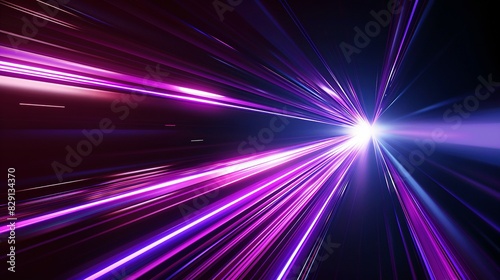 3D Render: Hyperspeed Warp in Space with Blue-Purple Light Lines