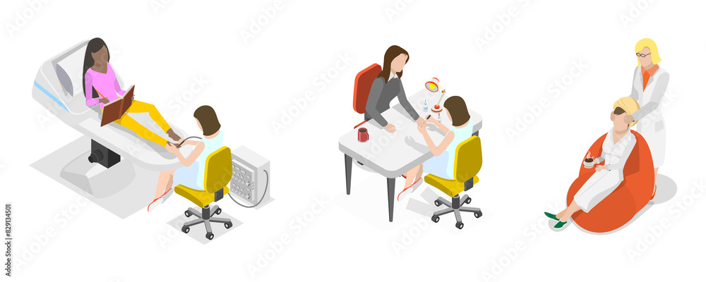 Naklejka premium 3D Isometric Flat Illustration of Cosmetology, Facial Rejuvenation