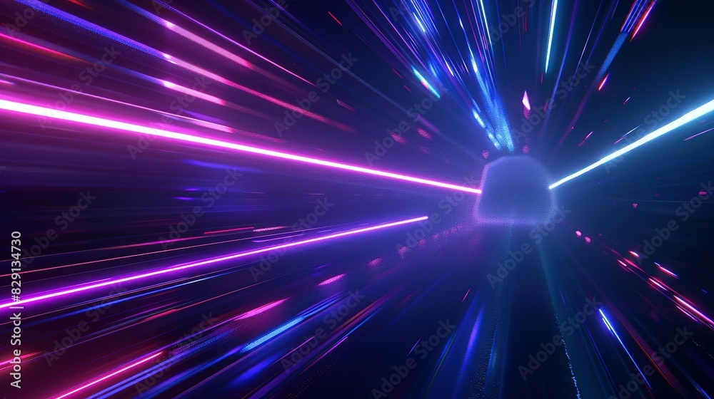 3D Hyperspeed Warp Render: Blue and Purple Light Lines on Dark Background 3D Hyperspeed Warp Render: Blue and Purple Light Lines on Dark Background
