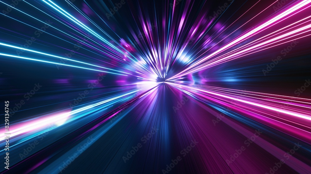 3D Hyperspeed Warp Render: Blue and Purple Light Lines on Dark Background 3D Hyperspeed Warp Render: Blue and Purple Light Lines on Dark Background