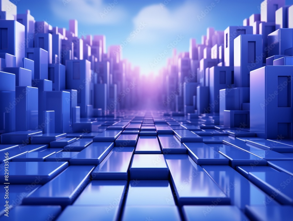 Fototapeta premium Futuristic city with a blue sky and clouds