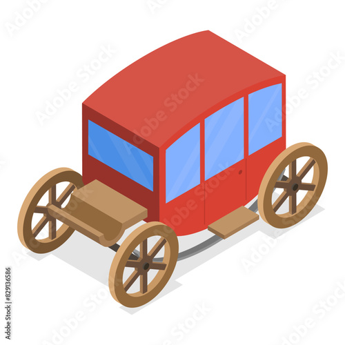 3D Isometric Flat Vector Set of Victorian Period Characters and Objects, 19th Century European Ladies and Gentlemen. Item 6