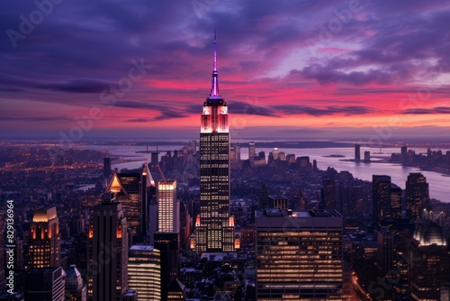 Night view of skyscrapers and streets