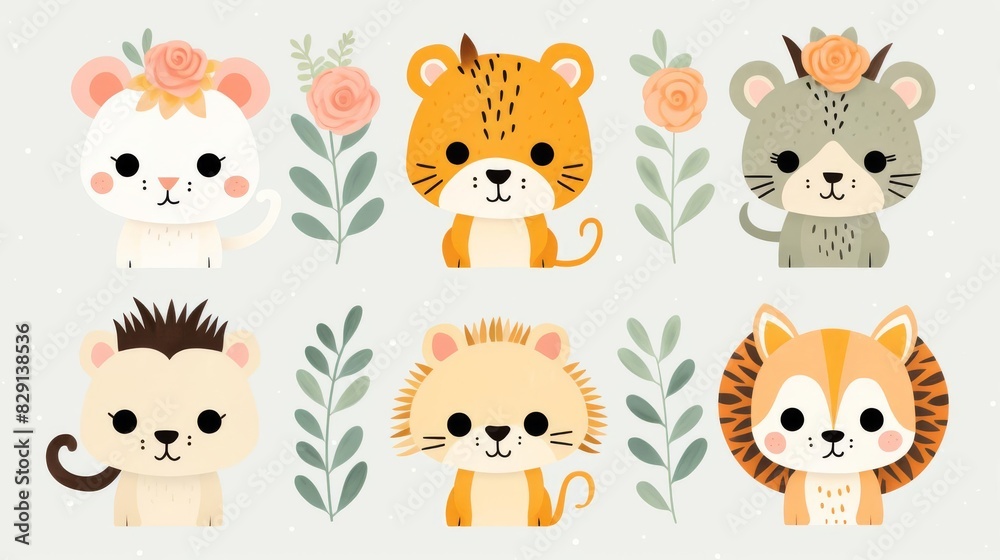 Fototapeta premium Cute animal print patterns for kids