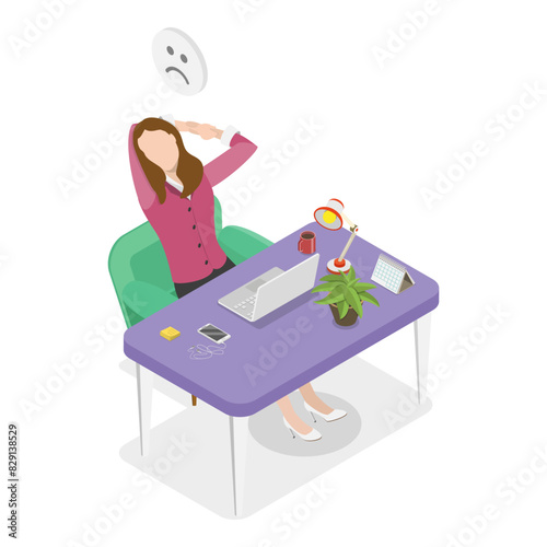 3D Isometric Flat Vector Illustration of Boring Meeting, Team Falling Asleep. Item 3