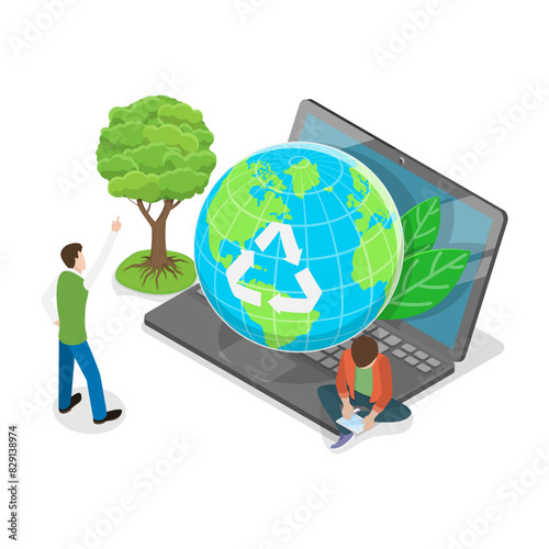 3D Isometric Flat Illustration of ESG, Sustainable and Ethical Business. Item 3