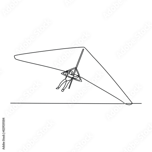 One continuous line drawing of paragliding sport vector illustration. Paragliding, an exhilarating dance with the wind and sky. Paragliding is both art and adventure. Sports design in simple linear.