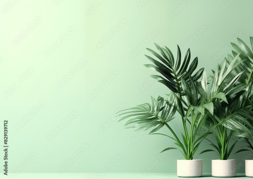Monstera Plant in Minimalist Setting, green wall Monstera Plant in Minimalist Setting, green wall