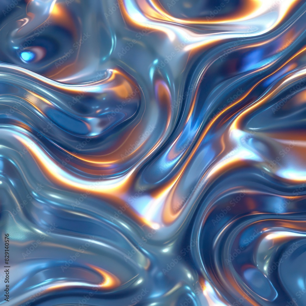 Fototapeta premium Shiny liquid metallic texture wavy design