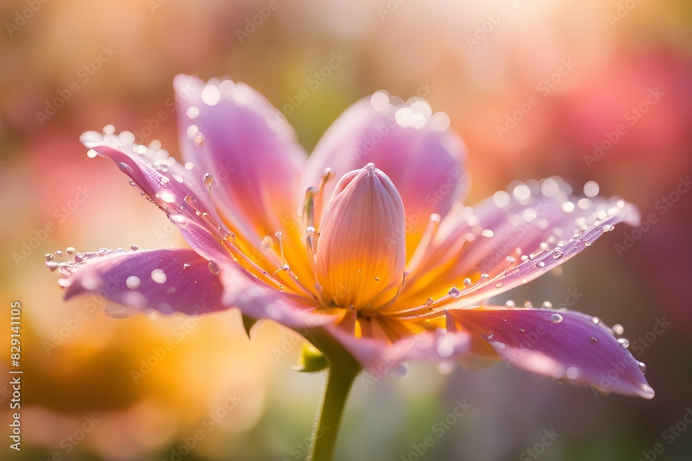 Fototapeta premium A flower with a droplet of water on it