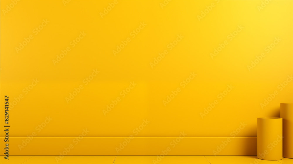 Vibrant Yellow Wall with Cylindrical Objects for Design Inspiration Vibrant Yellow Wall with Cylindrical Objects for Design Inspiration