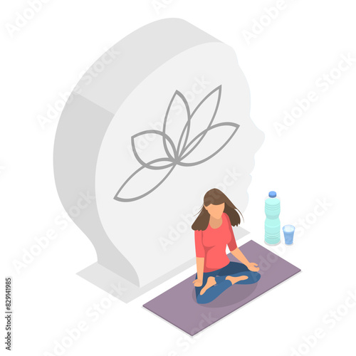 3D Isometric Flat Illustration of Psychology And Mental Health, Therapy and Counselling Services. Item 3