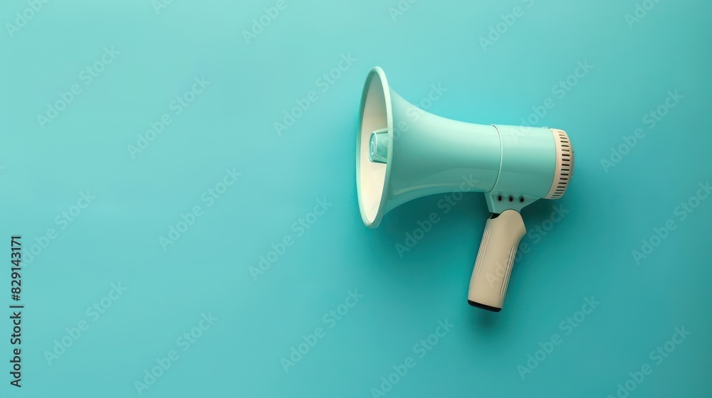 hand hold a megaphone is isolated copy space on blue background with minimalist style hand hold a megaphone is isolated copy space on blue background with minimalist style