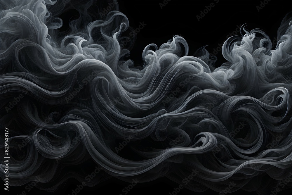 The image is of a long, dark, and twisted smoke wave The image is of a long, dark, and twisted smoke wave