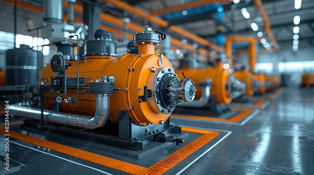 Blueprint of an industrial boiler room superimposed on a real boiler system in operation. Minimal and Simple style Blueprint of an industrial boiler room superimposed on a real boiler system in operation. Minimal and Simple style