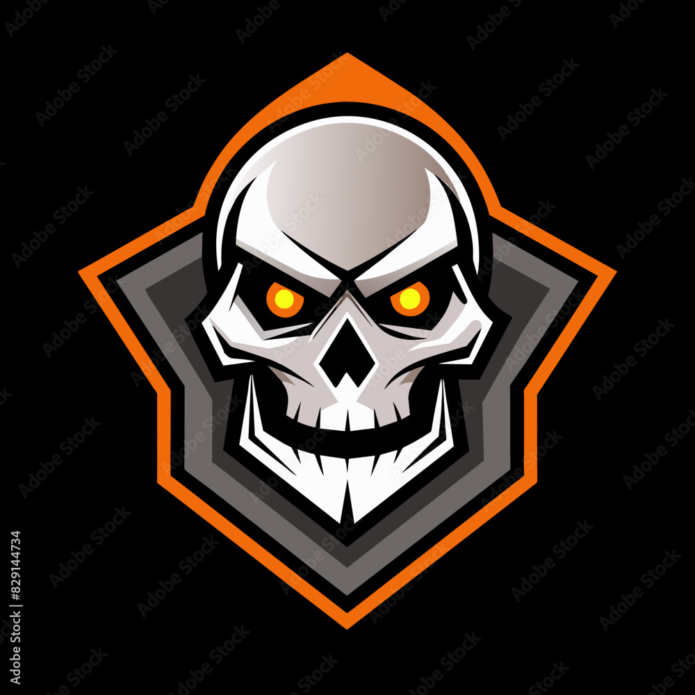 Fierce skull logo with red eyes and sharp, geometric design, perfect for esports teams, gaming communities, and branding. High-quality vector illustration conveying power, boldness, and sinister vibe Fierce skull logo with red eyes and sharp, geometric design, perfect for esports teams, gaming communities, and branding. High-quality vector illustration conveying power, boldness, and sinister vibe