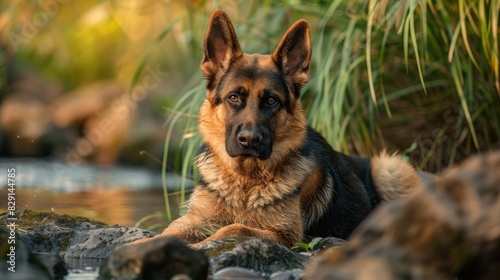 A stunning young German Shepherd in a natural setting photo