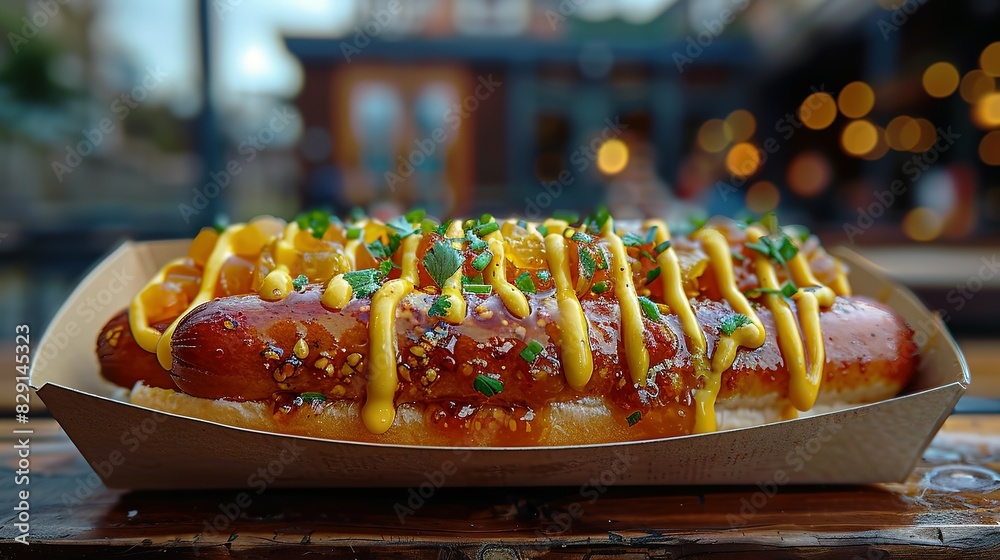 A Corn Dog Rests on the Café Table: A Classic American Treat for National Corn Dog Day A Corn Dog Rests on the Café Table: A Classic American Treat for National Corn Dog Day
