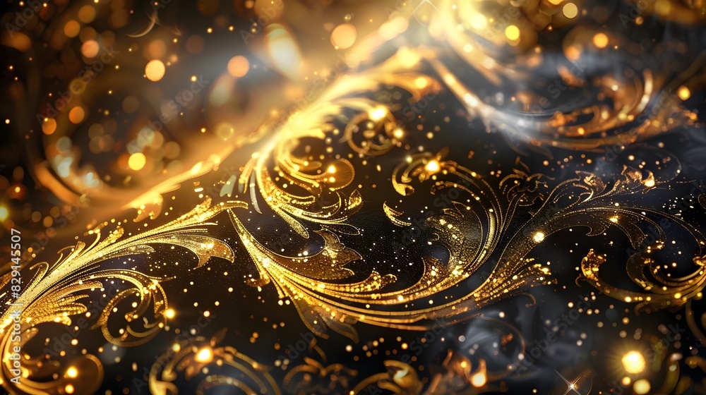Luxury abstract gold background with glitter light effect decoration.