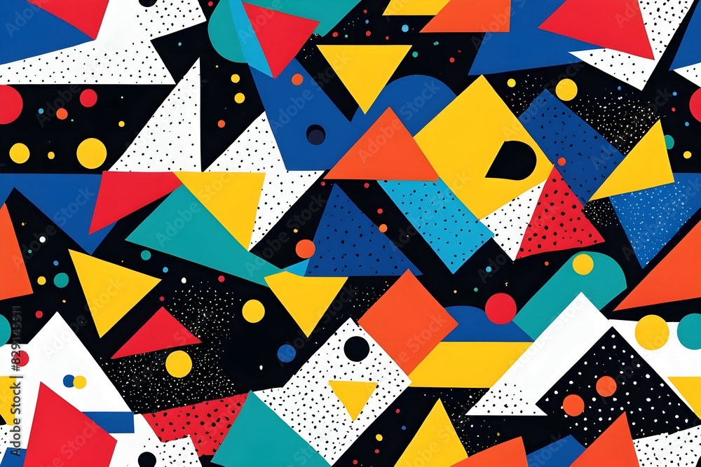 Obraz premium A colorful abstract pattern of shapes and dots