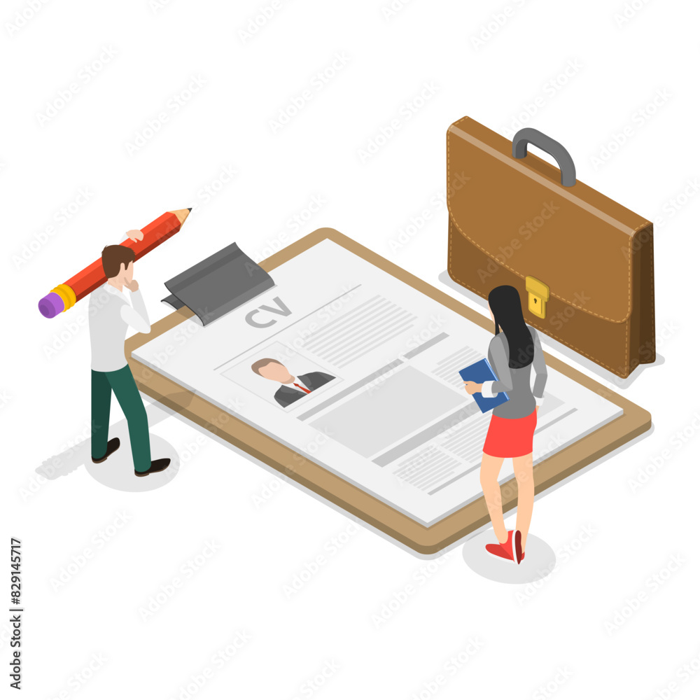 3D Isometric Flat Illustration of Hiring Process Set, HR Recruitment Scenes. Item 2 3D Isometric Flat Illustration of Hiring Process Set, HR Recruitment Scenes. Item 2