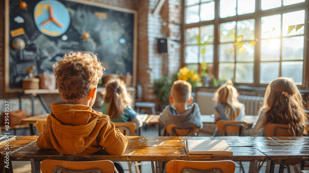 A classroom learning about climate change. A classroom learning about climate change.