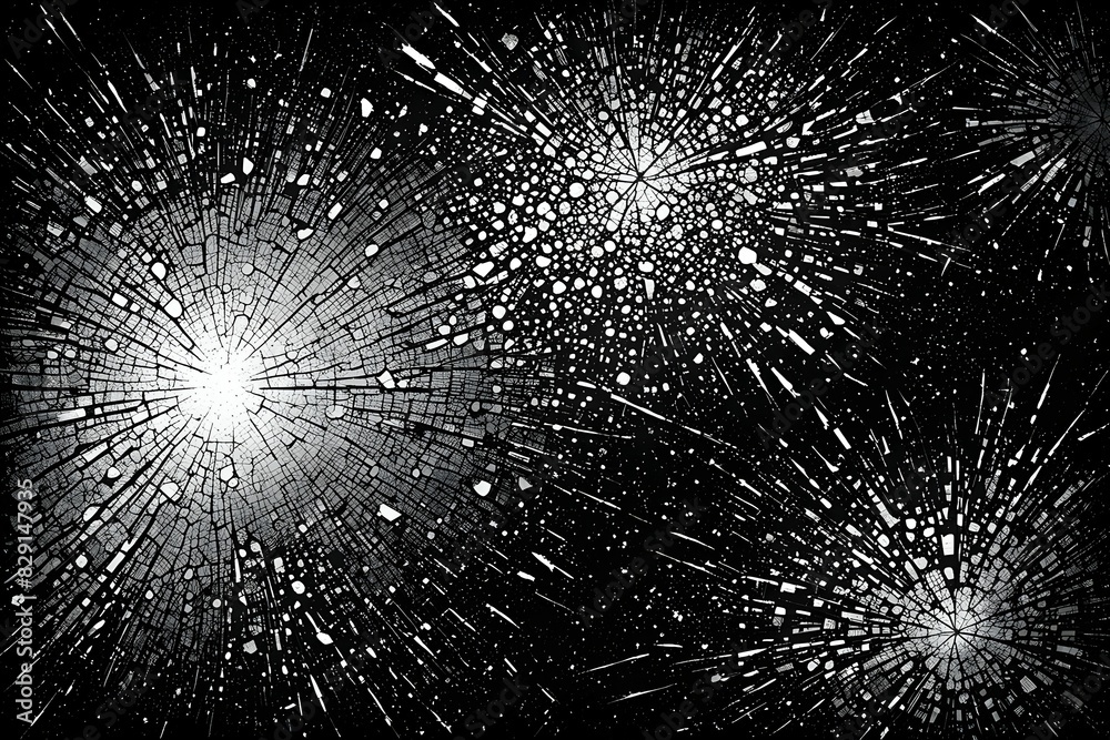 Obraz premium A black and white photo of a starburst with three bright points