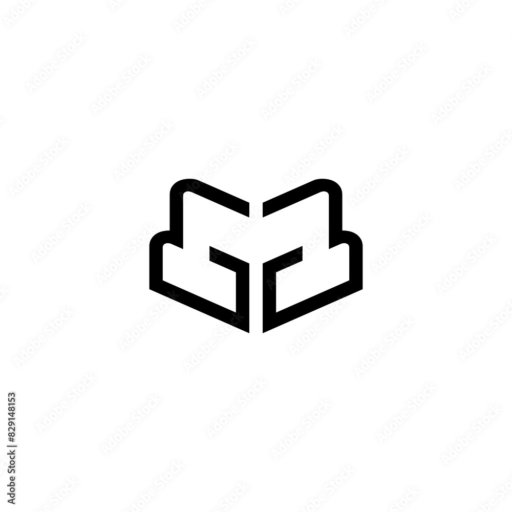 simple lining logo in black color look like combination letter g and b simple lining logo in black color look like combination letter g and b
