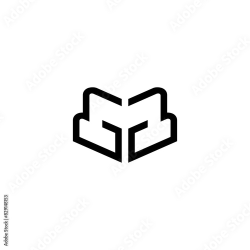 simple lining logo in black color look like combination letter g and b