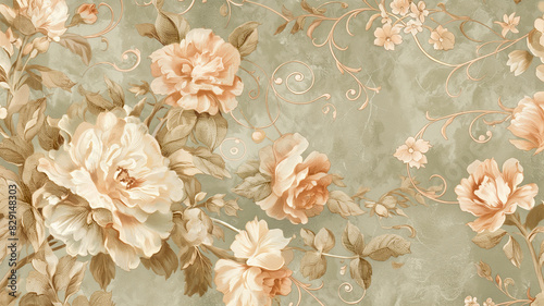 Un estampado floral intrincado y elegante de estilo victoriano photo