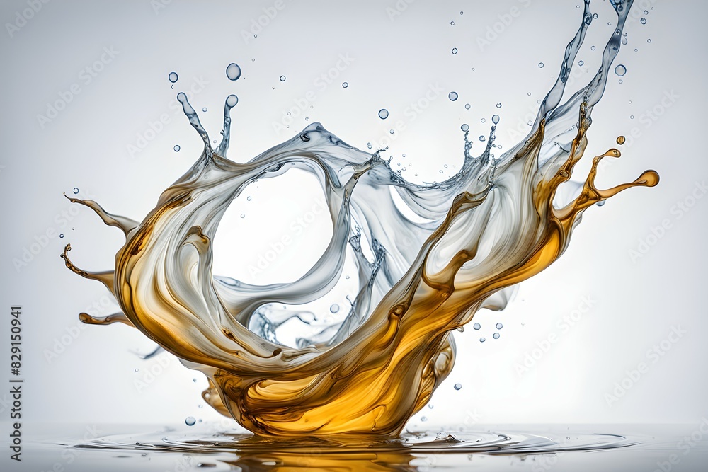 A splash of water with a yellow and white swirl A splash of water with a yellow and white swirl