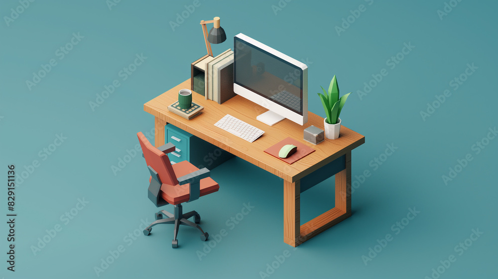 Realismo en Render de Escritorio con Computadora 3D Realismo en Render de Escritorio con Computadora 3D
