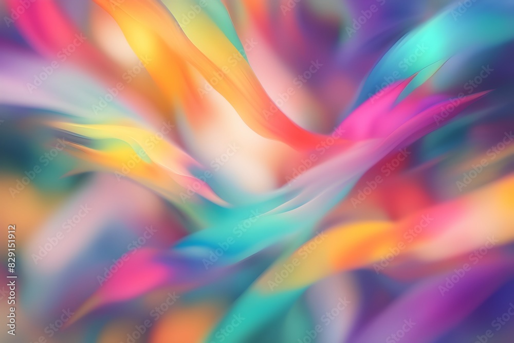 A colorful, abstract painting with a rainbow of colors and a bird in the middle A colorful, abstract painting with a rainbow of colors and a bird in the middle