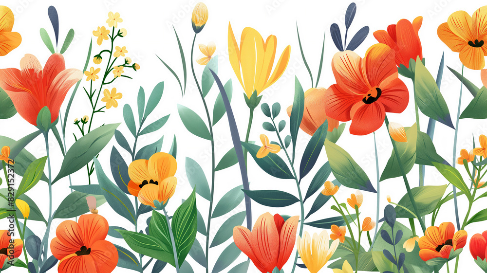 Ilustración flores del campo con fondo blanco
Ilustración flores del campo con fondo blanco