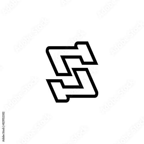 lining logo design in black color and white background simple