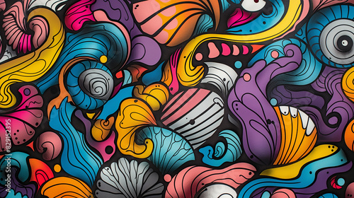 Sea Shell-Inspired Graffiti Art Pattern