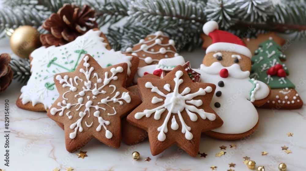 Gingerbread christmas snowflake star santa man tree cookie biscuit Gingerbread christmas snowflake star santa man tree cookie biscuit