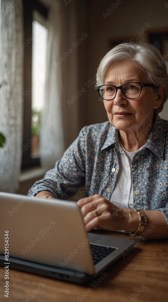 senior woman working on laptop senior woman working on laptop