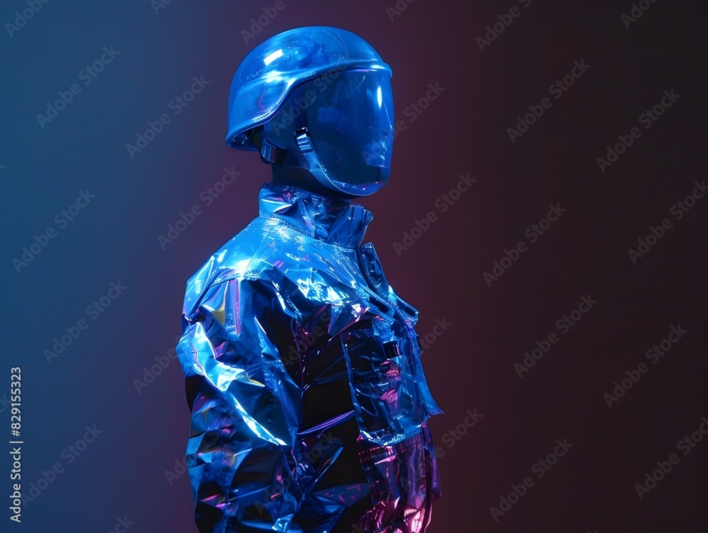 Futuristic Cyborg in Sci-Fi Illuminated Armor Suit Futuristic Cyborg in Sci-Fi Illuminated Armor Suit