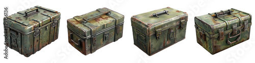 Ammo Box isolated on transparent png background collection set . Generative ai
