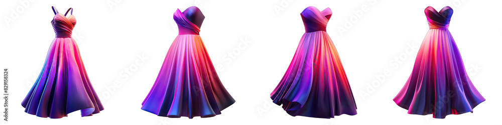 Dresses isolated on transparent png background collection set . Generative ai Dresses isolated on transparent png background collection set . Generative ai