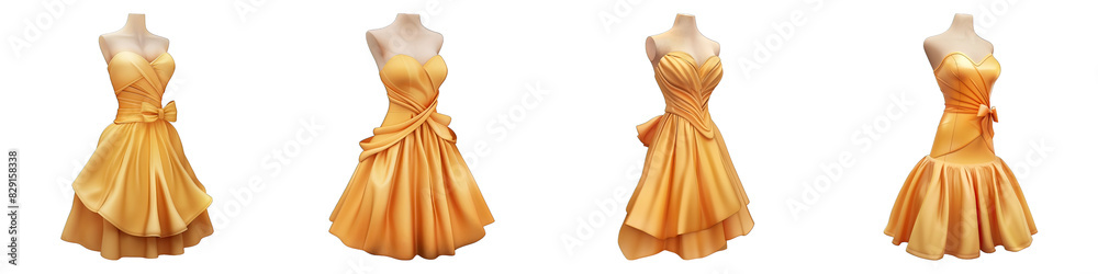 Dresses isolated on transparent png background collection set . Generative ai Dresses isolated on transparent png background collection set . Generative ai