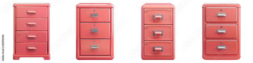Filing Cabinet isolated on transparent png background collection set . Generative ai Filing Cabinet isolated on transparent png background collection set . Generative ai