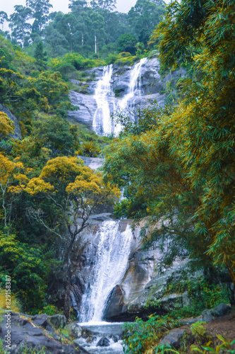 Rocky Waterfall with Autumn Vibes at Nonpareil Falls  Belihuloya  Sri Lanka