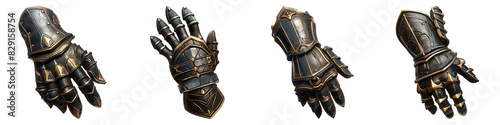 Gauntlets isolated on transparent png background collection set . Generative ai