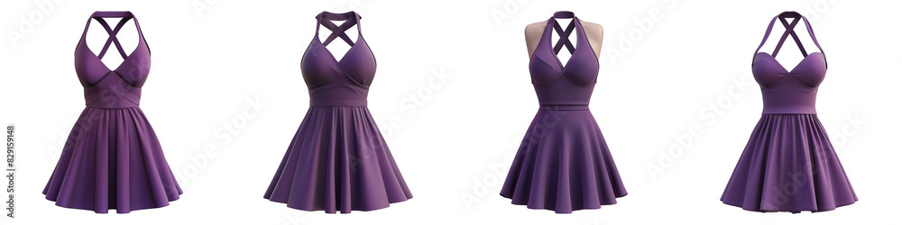 Halter Neck Dresses isolated on transparent png background collection set . Generative ai Halter Neck Dresses isolated on transparent png background collection set . Generative ai