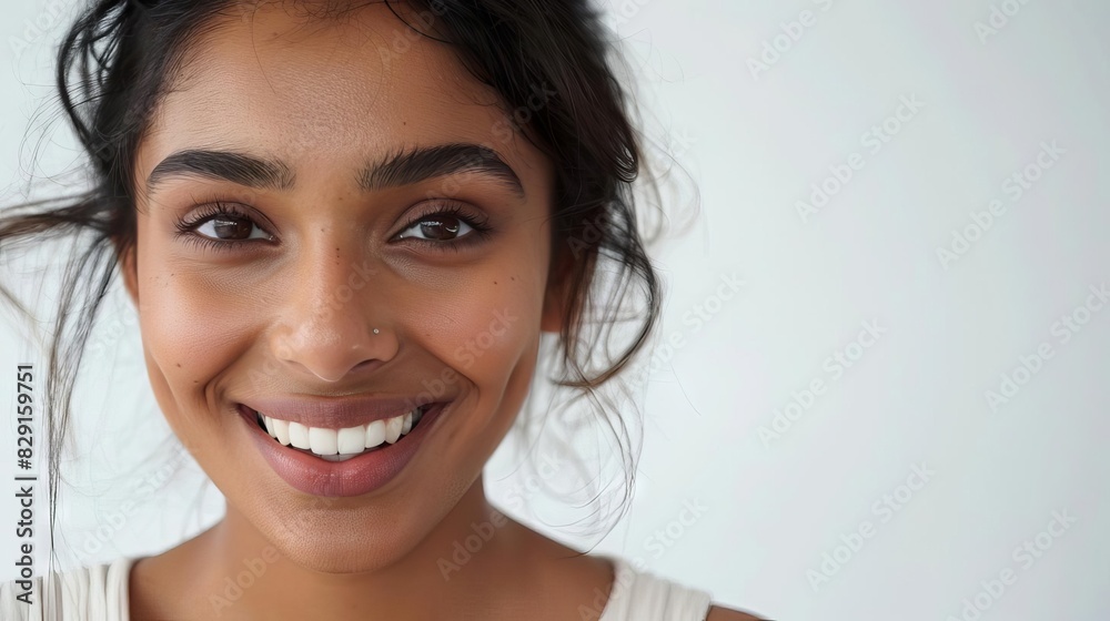 beautiful young indian woman with radiant smile and perfect teeth isolated on white dental health concept beautiful young indian woman with radiant smile and perfect teeth isolated on white dental health concept
